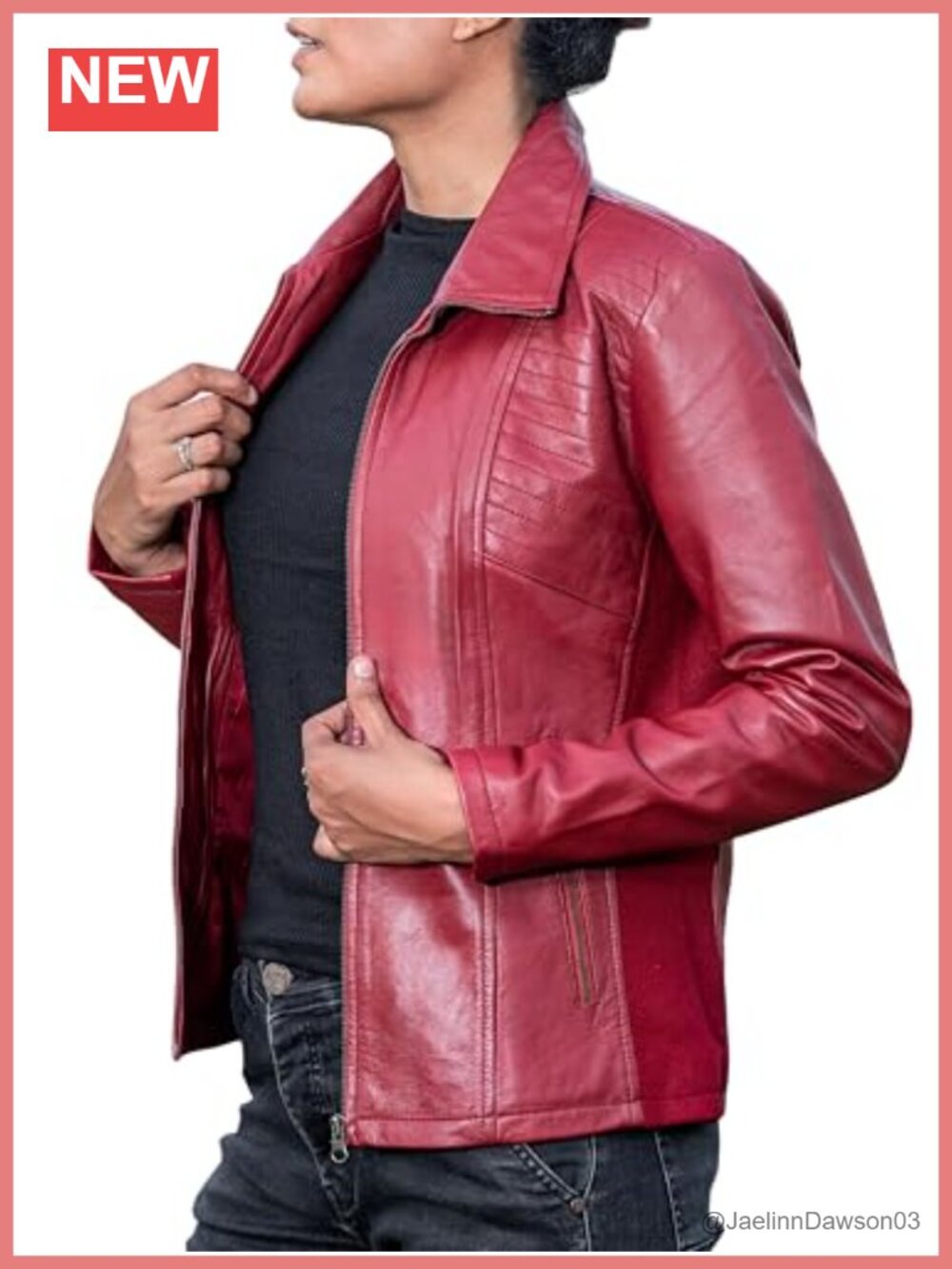 Lambskin Leather Moto Jacket Quilted Zip Cuffs Women's